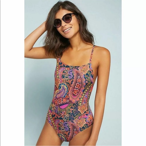 Anthropologie Allihop paisley one piece lg new 🐚 - Picture 2 of 5